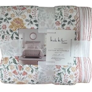 Nicole Miller Multicolor Cotton Reversible Full/Queen Quilt Set 88”x92”